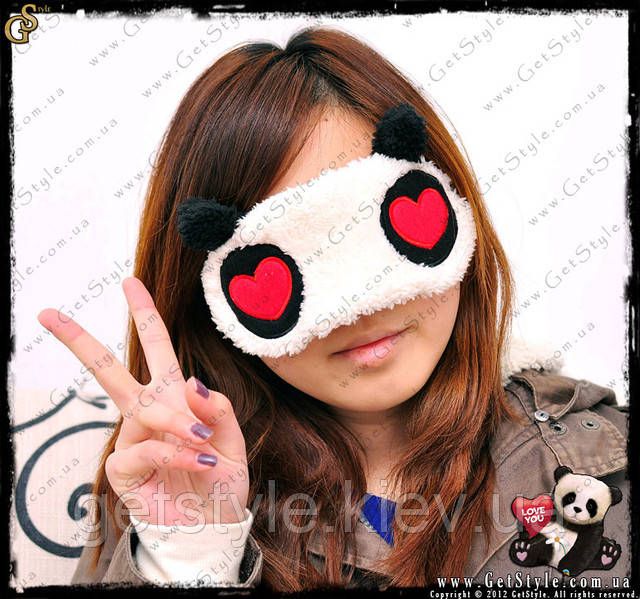 Маска для сну - "Panda" - модель з сердечками 1133 фото