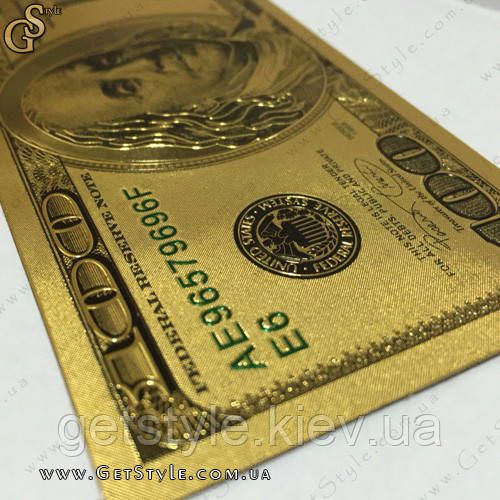 Позолочена банкнота 100 USD Gold Rush сертифікат 1729 фото