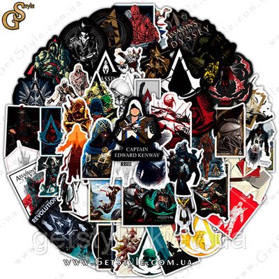 Набір наклейок Асасин Assassin's Creed 50 шт. 3523 фото