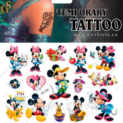 Дитячі татуювання Мікі та Мінні Маус Mickey Minnie Tatto Set 3685 фото
