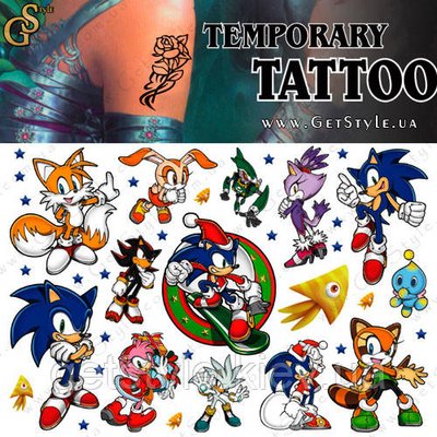 Детские татуировки Соник Sonic Heroes Tatto Set 3686 фото