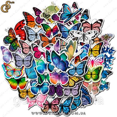 Набір наклейок Метелики Butterflies 50 шт. 3167 фото