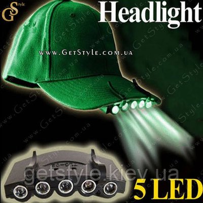 Ліхтарик для кепки Headlight з батарейками 1236 фото