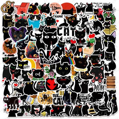Набір наклейок Чорний кіт Black Cats 100 шт. 3212 фото