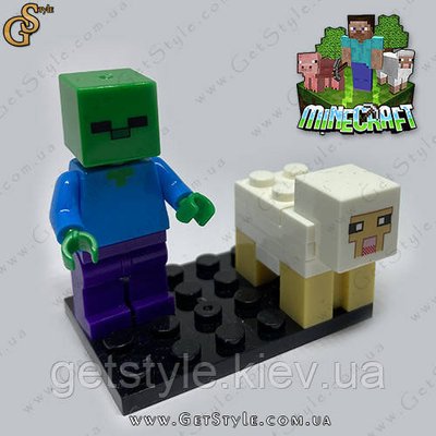 Конструктор фігурки Зомбі й Овечка Майнкрафт Zombie Sheep Minecraft 4.5 см 3461 фото