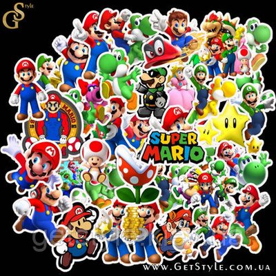 Набір наклейок Маріо - "Mario Stickers" - 50 шт 2871 фото
