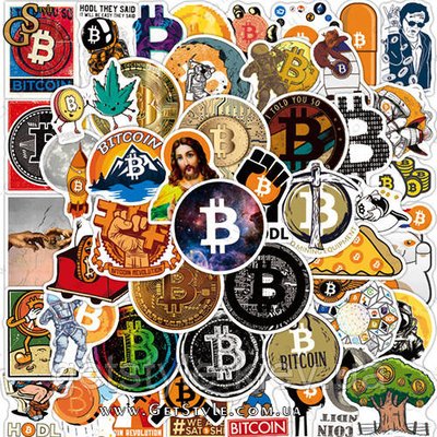 Набір наклейок Bitcoin Біткойн 50 шт. 3510 фото