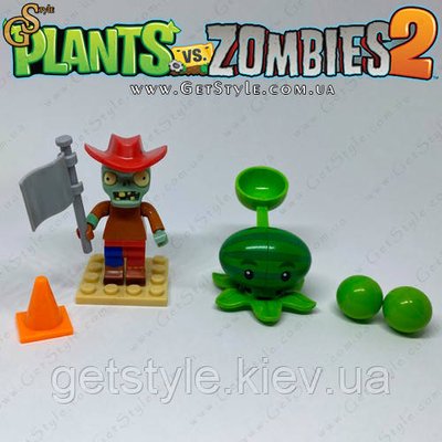 Конструктор фігурка Зомбі та стрілялка Кавун-пульта Plants vs Zombie 2 в 1 3394 фото