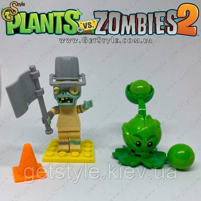 Конструктор фігурка Зомбі та стрілялка Кавун-пульта Plants vs Zombie 2 в 1 3393 фото