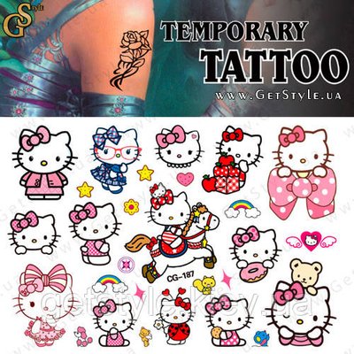 Дитячі татуювання Хелоу Кітті Hello Kitty Tatto Set 3698 фото