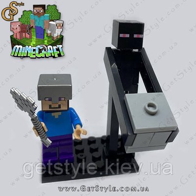 Конструктор фігурки Стів і Єндермен Майнкрафт Stive Endermen Minecraft 7.5 см 3460 фото