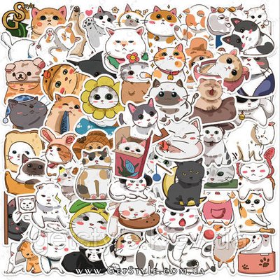 Набір наклейок Котики Cats 50 шт. 3181 фото