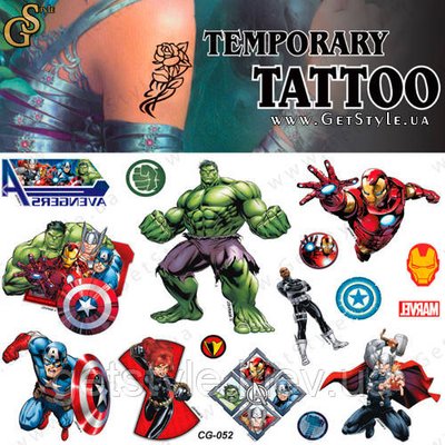 Дитячі татуювання Марвел Marvel Tatto Set 3700 фото