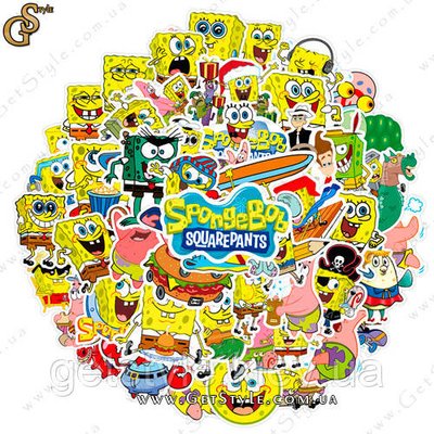 Набір наклейок Губка Боб SpongeBob 50 шт. 3491 фото