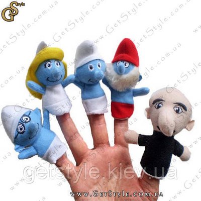 Ляльки на пальці - "Смурфики" - 5 шт. 1055-2 фото