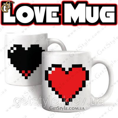 Чашка Love Mug чим гаряча вода тим яскравіше серце 1033 фото