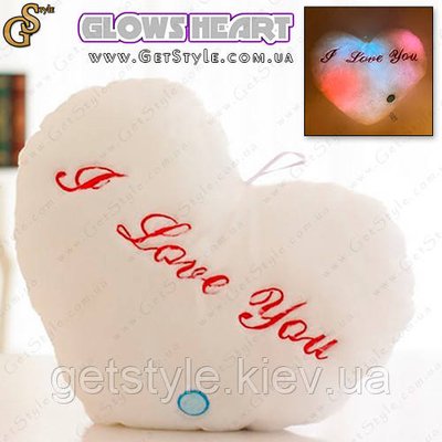 Подушка-нічник Серце Glows Heart Pillow з батарейками 3404 фото