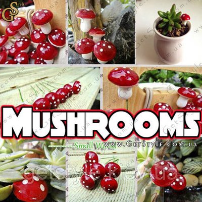 Декоративні грибочки - "Mushrooms" - 25 шт 2653 фото