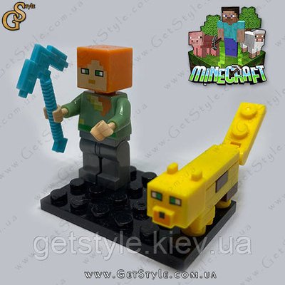 Конструктор фігурки Алекс і Оцілот Майнкрафт Alex Ocelot Minecraft 5.5 см 3458 фото