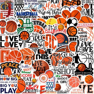 Набір наклейок Баскетбол Basketball 50 шт. 3198 фото