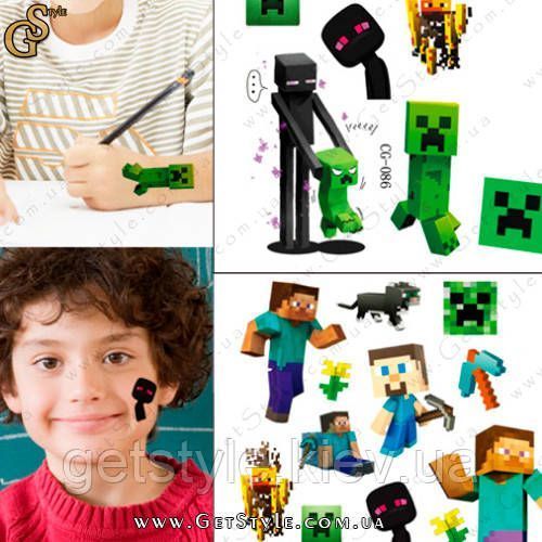 Дитячі татуювання Майнкрафт Minecraft Tatto Set 3578 фото