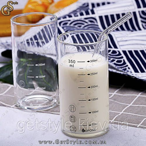 Мерный стакан 350 мл - "Beaker" + стеклянная трубочка 2573 фото