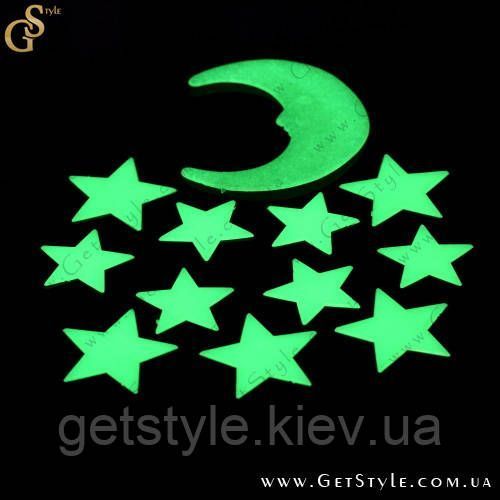 Светящиеся звезды - "Glow Stars" - 113 шт + большой месяц 2020 фото