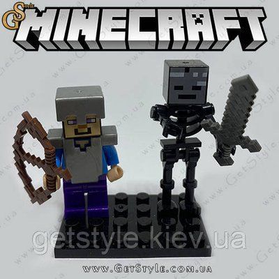 Конструктор фігурки Стів і Скелетон Майнкрафт Stive Sceleton Minecraft&nbsp;5.5 см 3462 фото