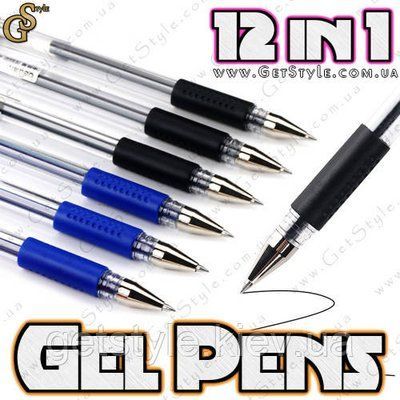 Набор гелиевых ручек - "Gel Pens" - 12 шт (черные и синие) 2704 фото