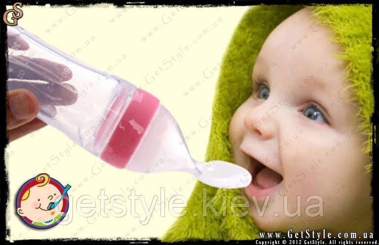 Силіконова пляшка з ложкою для годування - "Nuby" 1688 фото