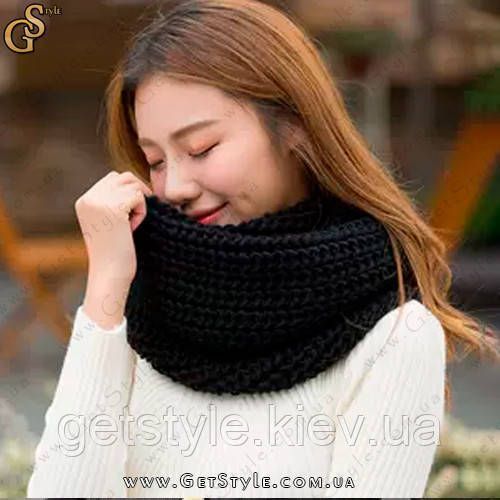 Шарф-хомут (снуд) цельный Scarf Collar черный 7015-1 фото