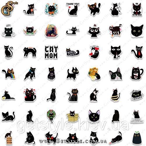 Набор наклеек Черный кот Black Cats 100 шт 3212 фото