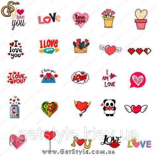Набор наклеек Любовь Love 50 шт 3193 фото