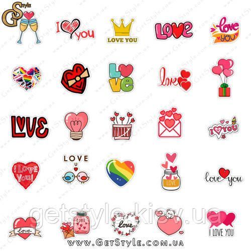 Набор наклеек Любовь Love 50 шт 3193 фото