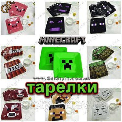 Бумажные тарелки Minecraft - "Creeper Plates" - 1 шт 1642 фото