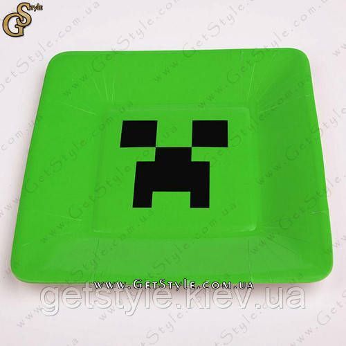 Бумажные тарелки Minecraft - "Creeper Plates" - 1 шт 1642 фото