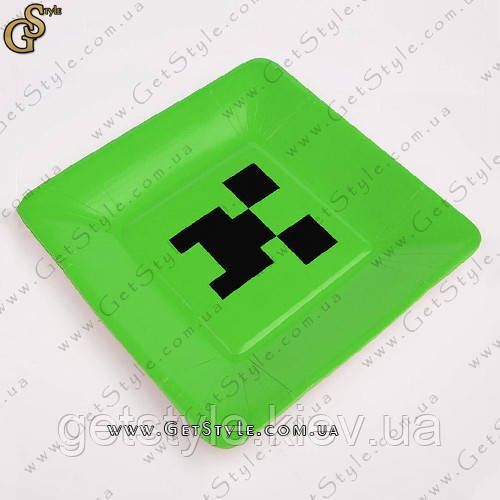 Бумажные тарелки Minecraft - "Creeper Plates" - 1 шт 1642 фото