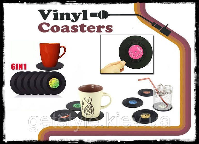 Подставки под кружки и бокалы в виде граммпластинок - "Vinyl Coasters" - 6 шт 1525 фото