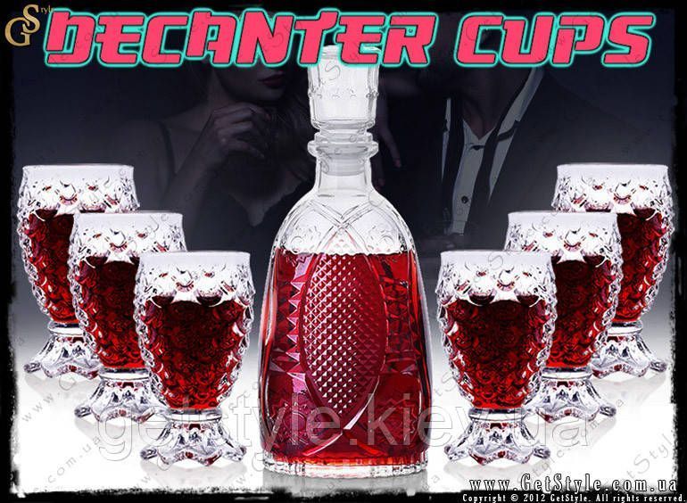 Стеклянный графин Decanter Cups 2 стакана 2221 фото