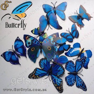 Декоративные бабочки - "Blue Butterfly" - 12 шт. 1770 фото
