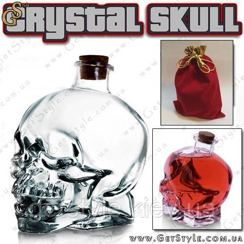 Стеклянный графин Crystal Skull 750 мл в бархатном мешочке 1035 фото