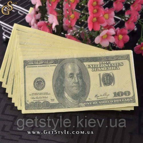 Серветки у формі долара Dollars Napkins 2 пачки 2642 фото