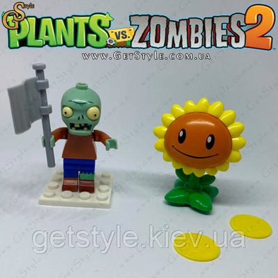 Конструктор фігурка Зомбі та стрілялка Соняшник Plants vs Zombie 2 в 1 3399 фото