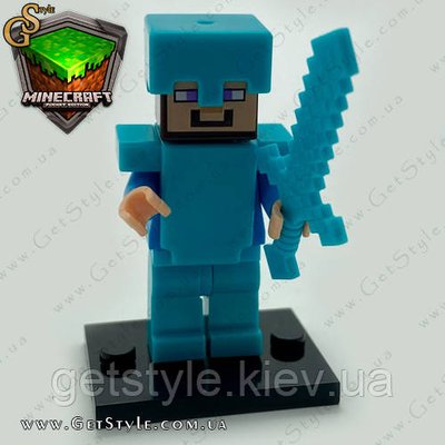 Фігурка Стів із мечем Майнкрафт Steve in armor Minecraft 4.5 см 3647 фото