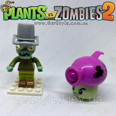 Конструктор фігурка Зомбі та стрілялка Пуфгриб Plants vs Zombie 2 в 1 3400 фото