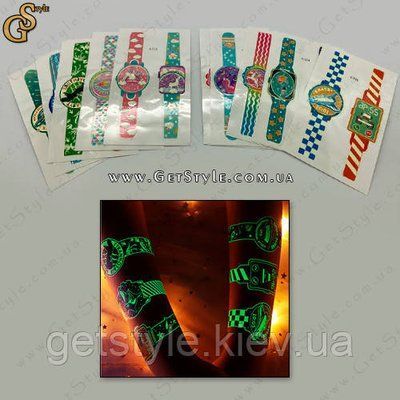 Дитячі світні татуювання Годинники Clock Tattoo 12 аркушів 3270 фото