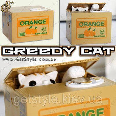 Копилка Хитрый котик Greedy Cat 12 х 10 см с батарейками 1071 фото