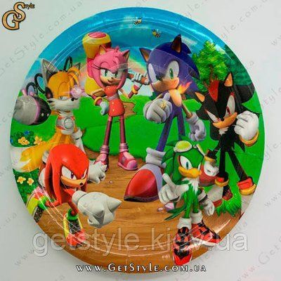 Картонная тарелка Соник - "Sonic Plate" - 18 х 18 см 2966 фото