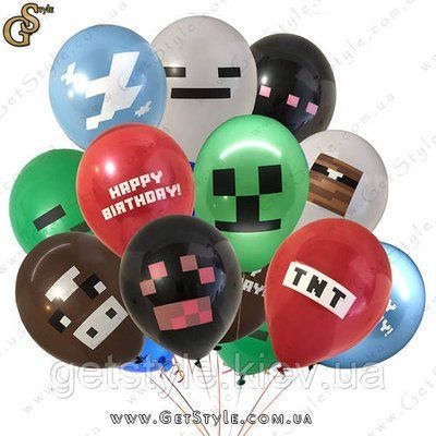 Набір кульок Соник - "MineCraft Balloons" - 10 шт 2975 фото